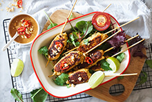 Thai chicken skewers with quick peanut dipping sauce