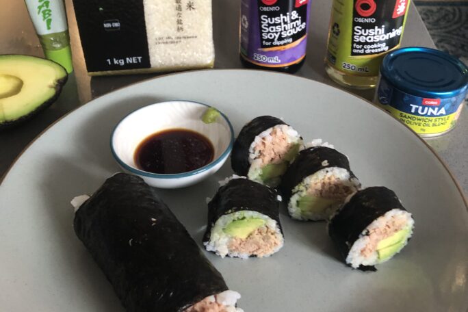 Tuna avocado sushi