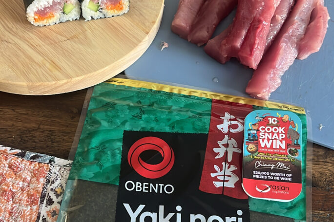 Sushi with fresh tuna we caught that day