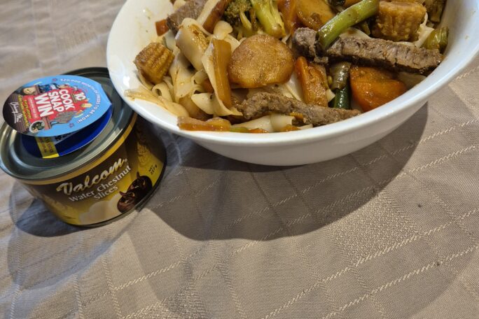 Gluten free beef & veggie noodle stir fry