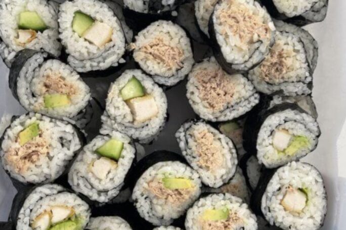 Homemade tune and avo sushi