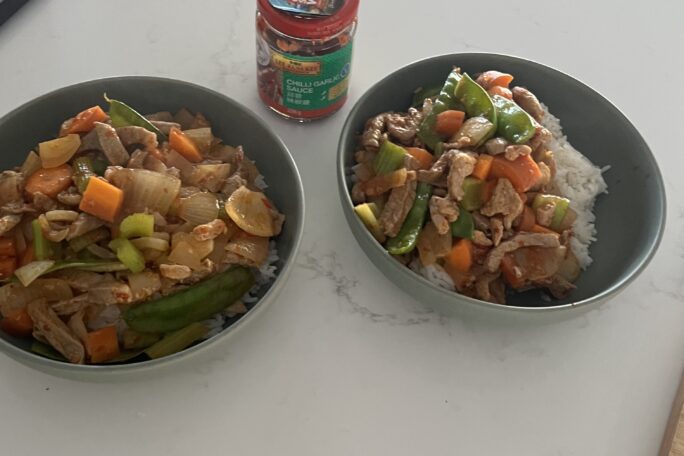 Coeliac safe Chilli & garlic pork stir fry