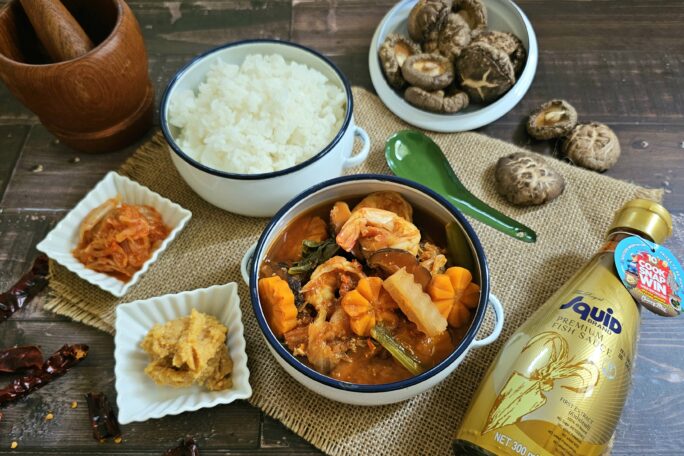 Triple-Fermented Thai Sour Curry (Kaeng Som) with Prawns