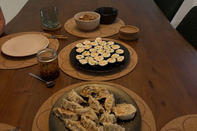 Sushi and dumplinga