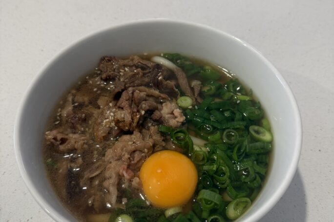 Soy garlic beef udon