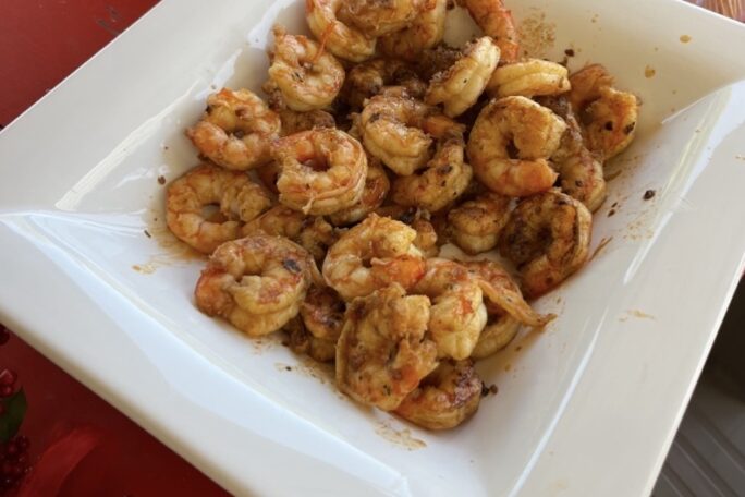 Spicy garlic prawns