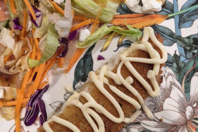 Crumbed thai coconut barramundi