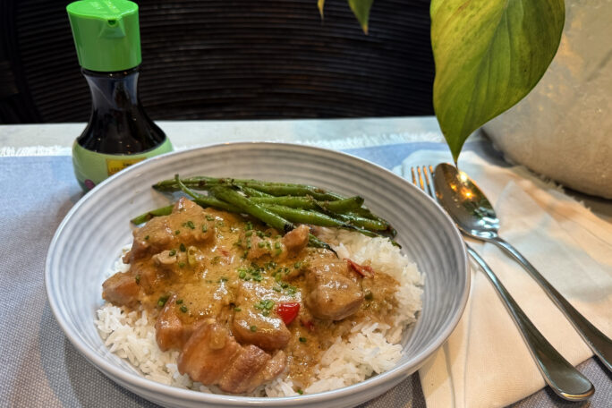 Filipino Bicol Express with Sautéed Beans