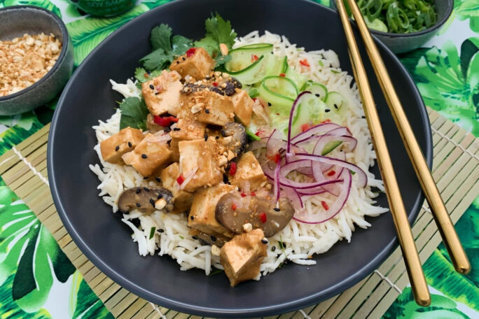 Coconut Rice Bowl with Miso Braised Tofu