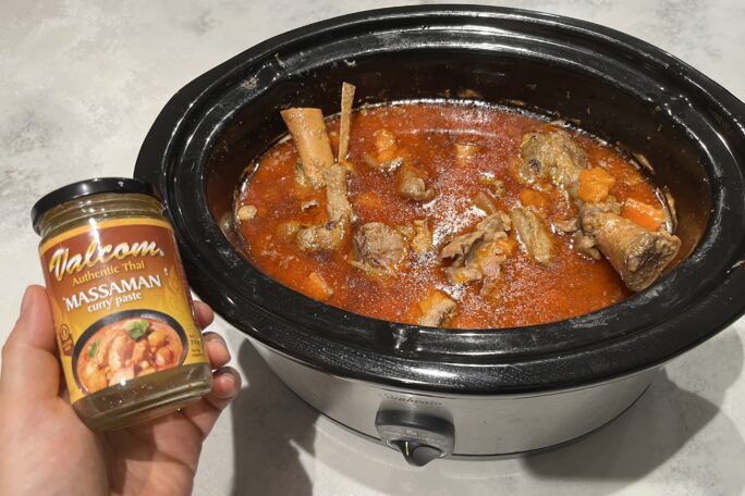 Slow cooked lamb shank Massaman Curry