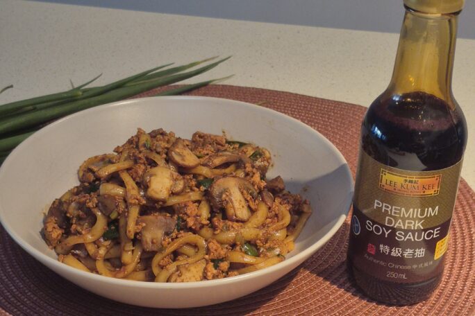 Shoyu Butter and Tofu Udon Noodles