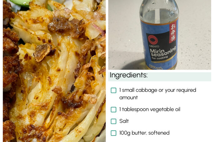 Baked cabbage with red miso butter