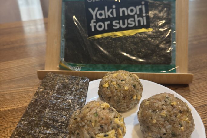 Garlic Tuna Egg with Oyster Sauce and Yaki Nori Garnish