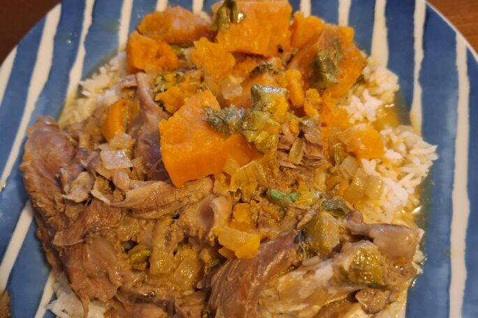 Red Curried Lamb Shanks with Sweet Potato and Rice