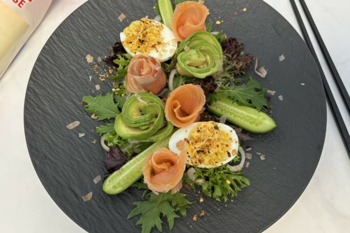 Miso Eggs With Smoked Salmon Salad