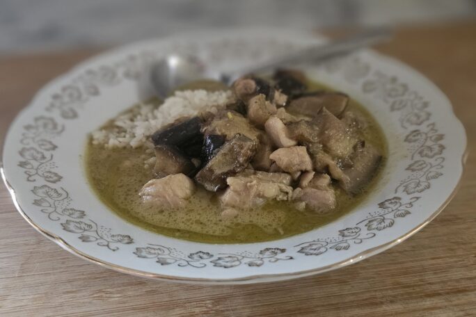 Green chicken curry and eggplant