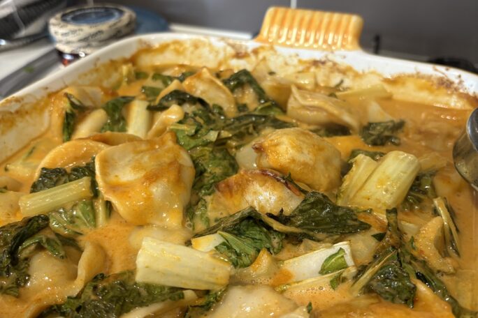 One pan dumpling bake