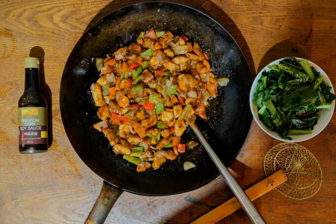 Honey-soy Chicken and Garlic Gai Lan