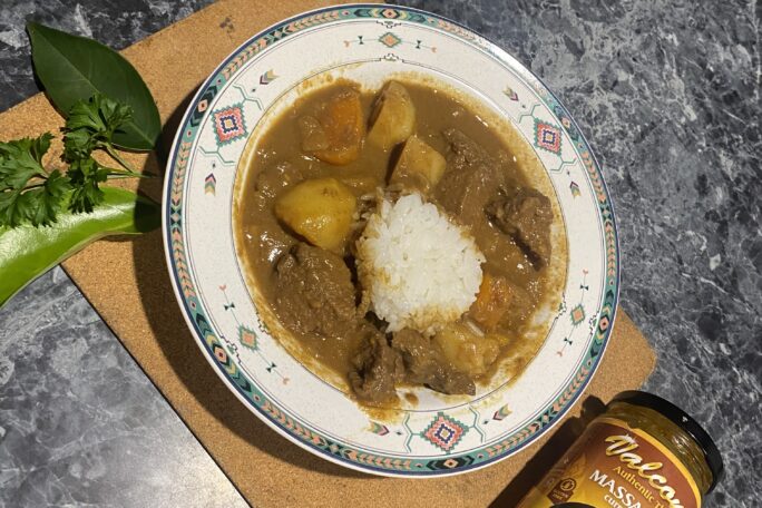 Creamy Beef massam curry and jasmine rice