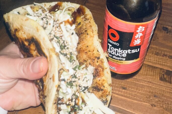 Chicken Katsu smashed tacos