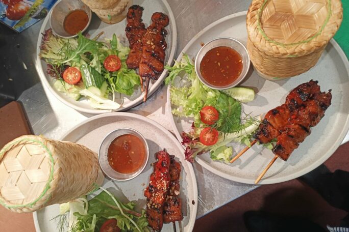 Pork Skewer with mix salad