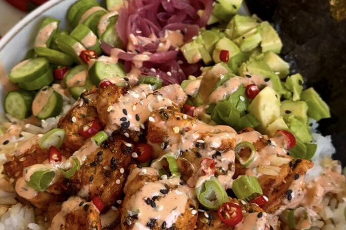 Spicy Mayo salmon bowls