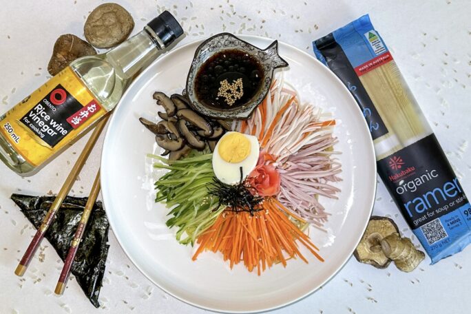 Cold Ramen(Hiyashi Chuka) with soy dressing
