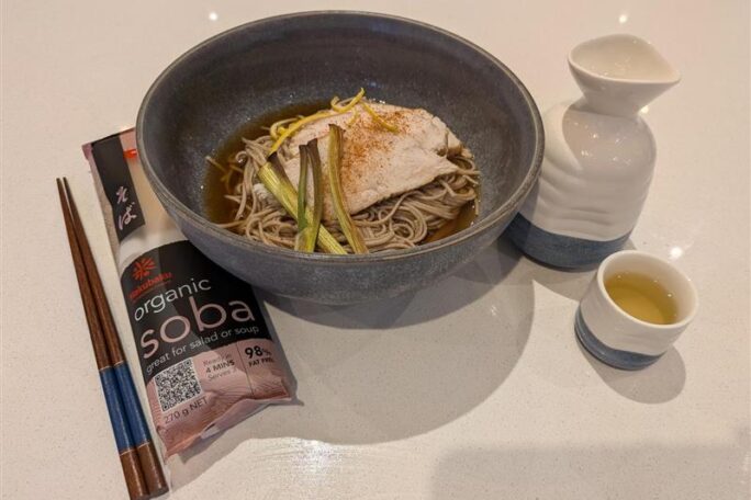 Smoked Chicken and Soba noodles in Dashi broth