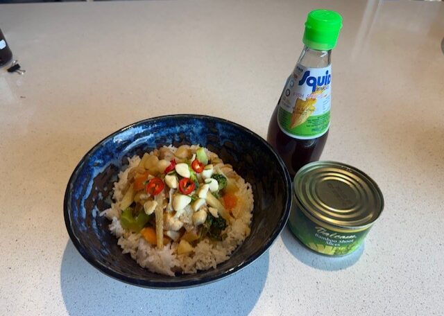 Panang curry with macadamias