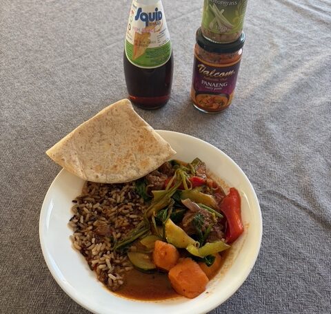 Veggie loaded beef curry