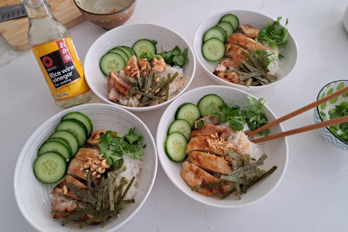 Oven-Baked Miso–Coconut Chicken Rice Bowl