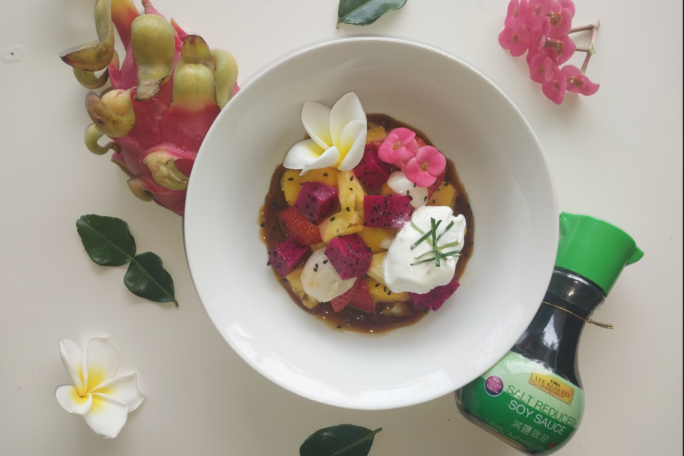 Tropical Fruit Salad with Salted Caramel Sauce