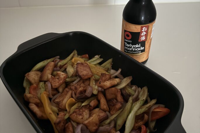 Fire-Kissed Teriyaki Squid with Roasted Garden Vegetables