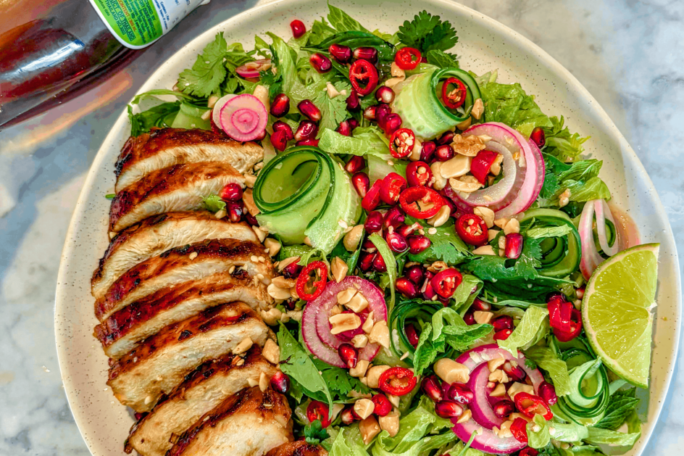 Thai Grilled Chicken Herb Salad Bowl