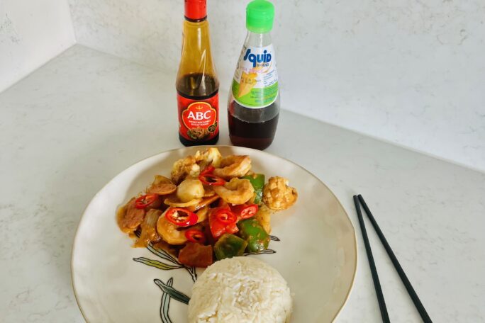 Wayne’s prawn and scallop satay delight