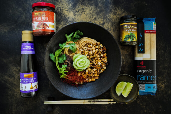 Crispy Tofu Coconut Mala Tantan Ramen