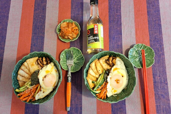 Miso-Gochujang Tofu Bibimbap (boyfriend can’t use chopsticks)