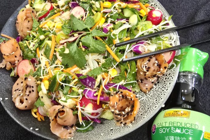 Thai-Style Soy & Sesame Salmon Vermicelli Salad