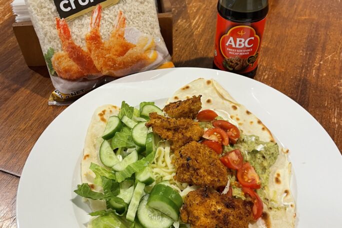 Fusion Kimchi crispy chicken wraps made from homemade Hotteok