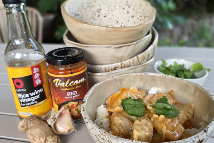 Red curry dumpling bake