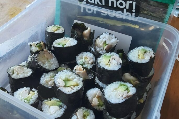 Chicken and avocado nori rolls